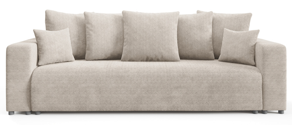 SELSEY Kanapa rozkładana trzyosobowa Laria z pojemnikiem szarobeżowa szenil hydrofobowy