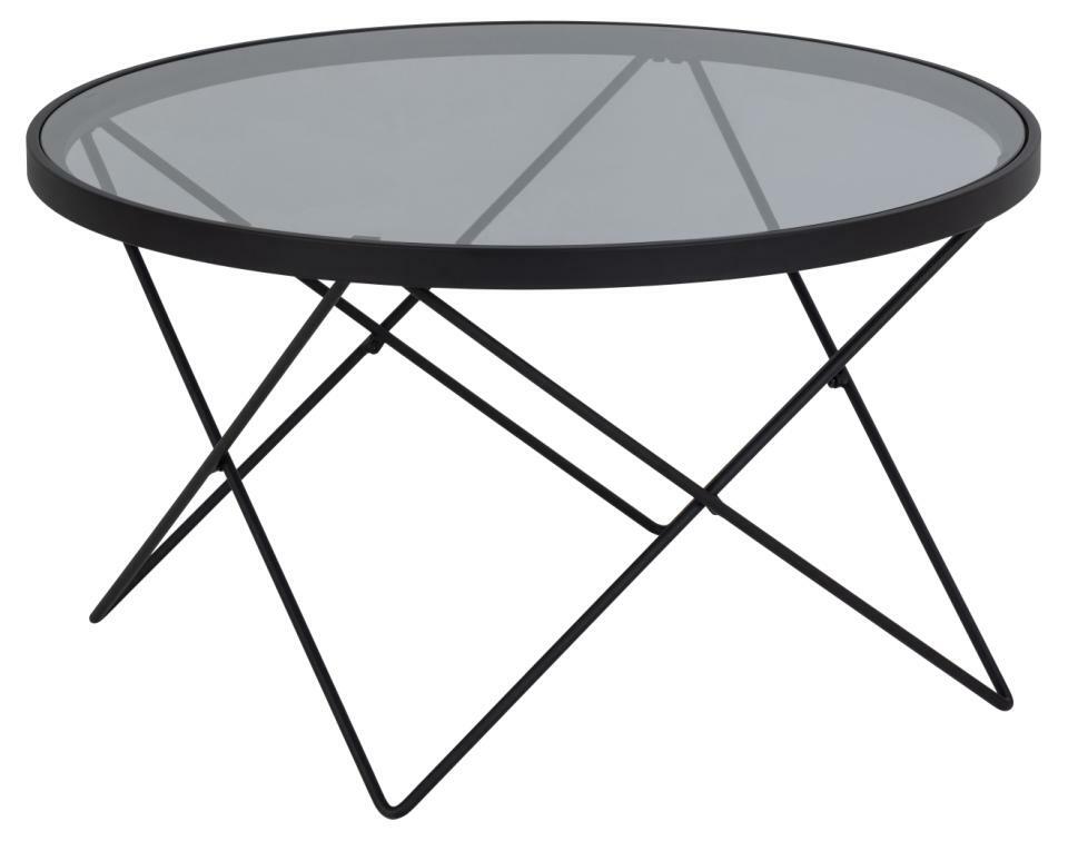 SELSEY Stolik kawowy Readra okrągły czarny z dymionym szklanym blatem
