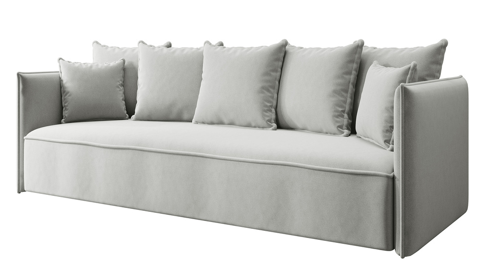 SELSEY Kanapa rozkładana trzyosobowa Calabrio z pojemnikiem velvet szara łatwoczyszcząca