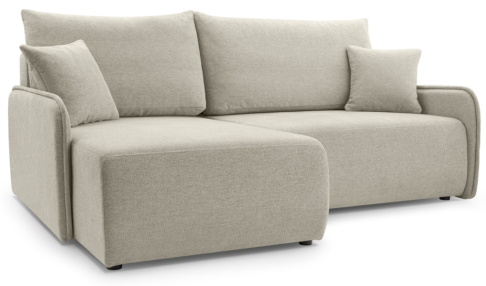 SELSEY Narożnik z funkcją spania Netarro L-kształtny lewostronny z pojemnikiem beżowy szenil