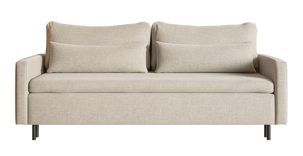 SELSEY Kanapa rozkładana trzyosobowa Umpro z pojemnikiem jasnobeżowa szenil