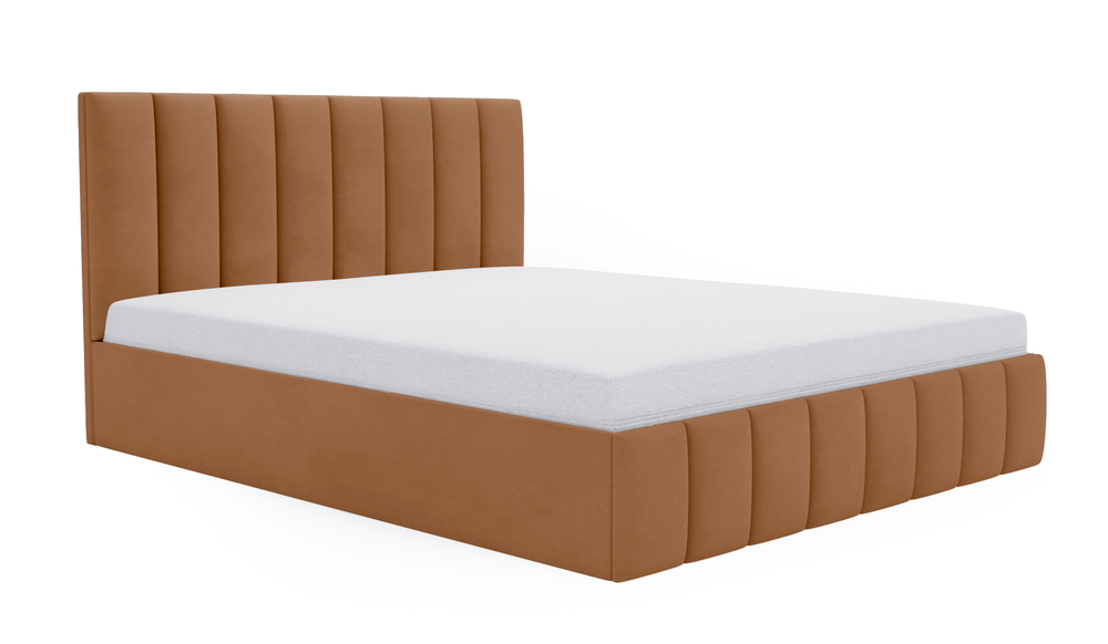 SELSEY Łóżko tapicerowane 160x200 cm Buenio z pojemnikiem rudobrązowe velvet hydrofobowy