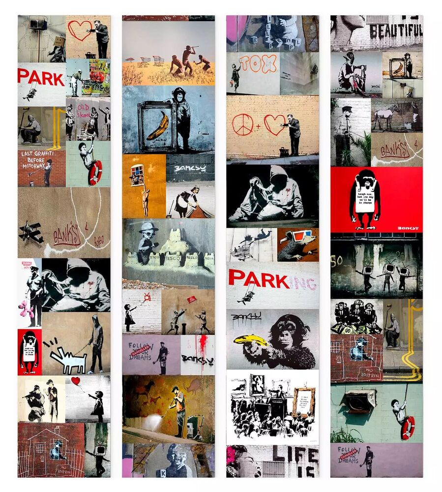 SELSEY Tapeta Kolaż graffiti Banksy 1000x50 cm