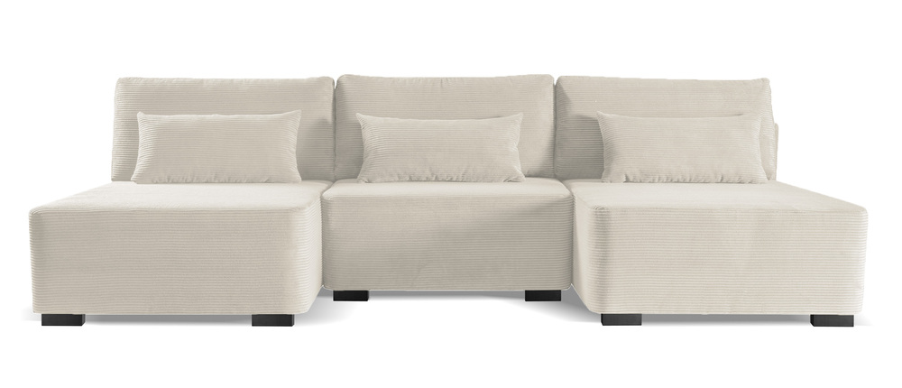 SELSEY Narożnik z funkcją spania Moduliano U-kształtny z pojemnikiem uniwersalny szarobeżowy sztruks