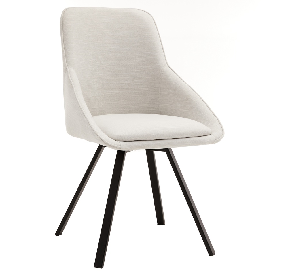 SELSEY Krzesło tapicerowane Yanii na obrotowej podstawie jasnobeżowe