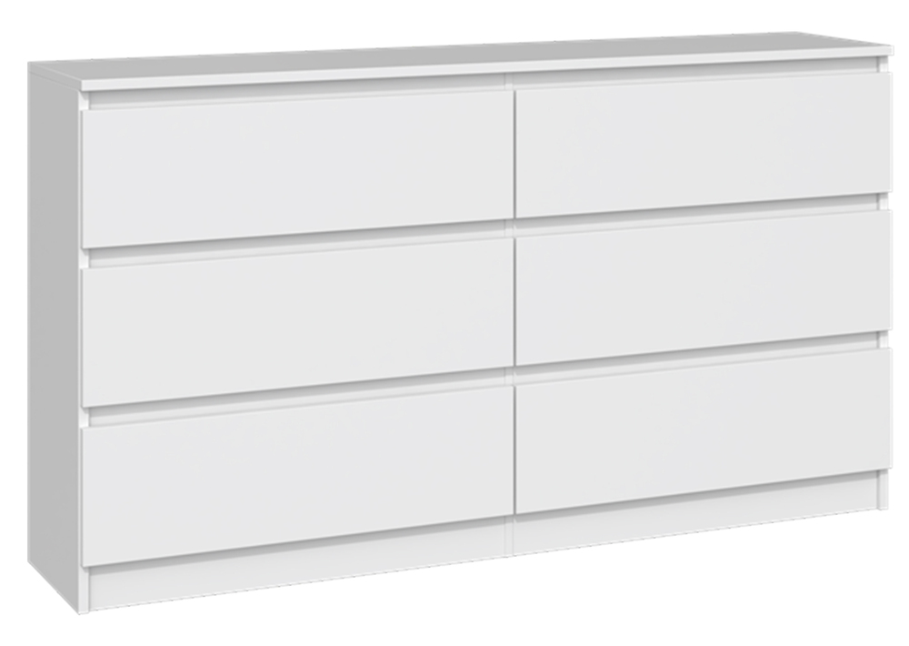 SELSEY Komoda Malwa z sześcioma szufladami 138 cm biała