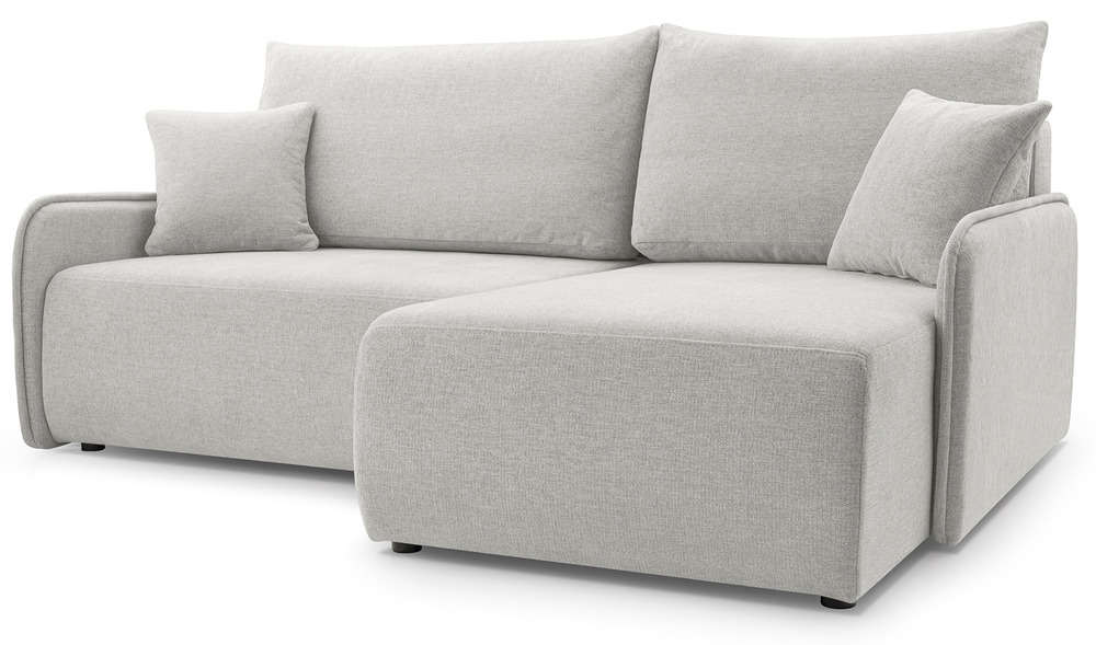 SELSEY Narożnik z funkcją spania Netarro L-kształtny prawostronny z pojemnikiem szarobeżowy szenil