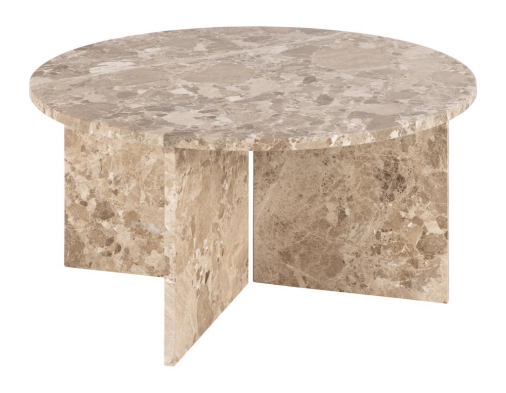 SELSEY Stolik kawowy Tionizes okrągły blat 90x90 cm beżowy marmur