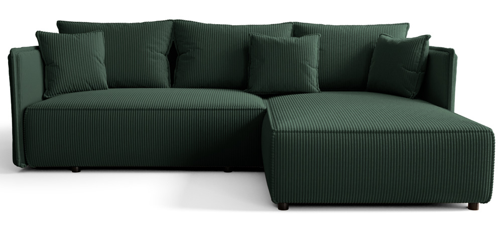 SELSEY Narożnik z funkcją spania Serelto L-kształtny prawostronny z pojemnikiem ciemnozielony sztruks