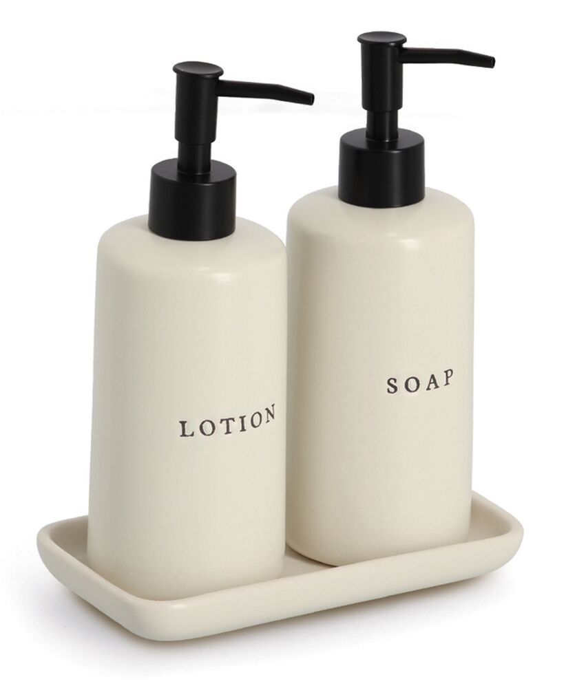 SELSEY Zestaw dozowników Latnis ceramiczne beżowe