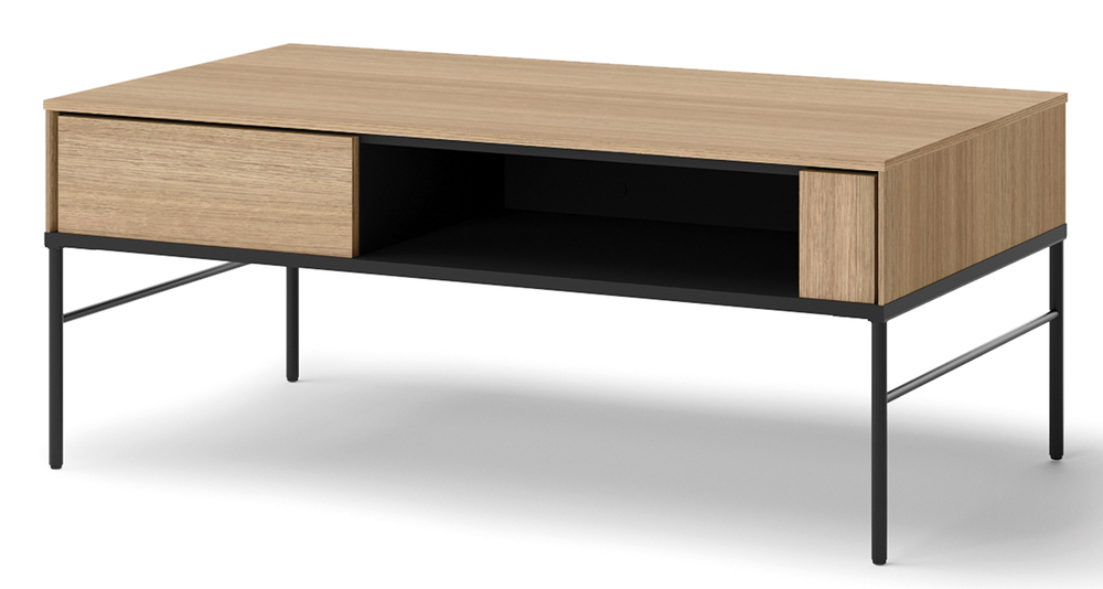 SELSEY Stolik kawowy Visso z wnęką 110x60 cm dąb linearny