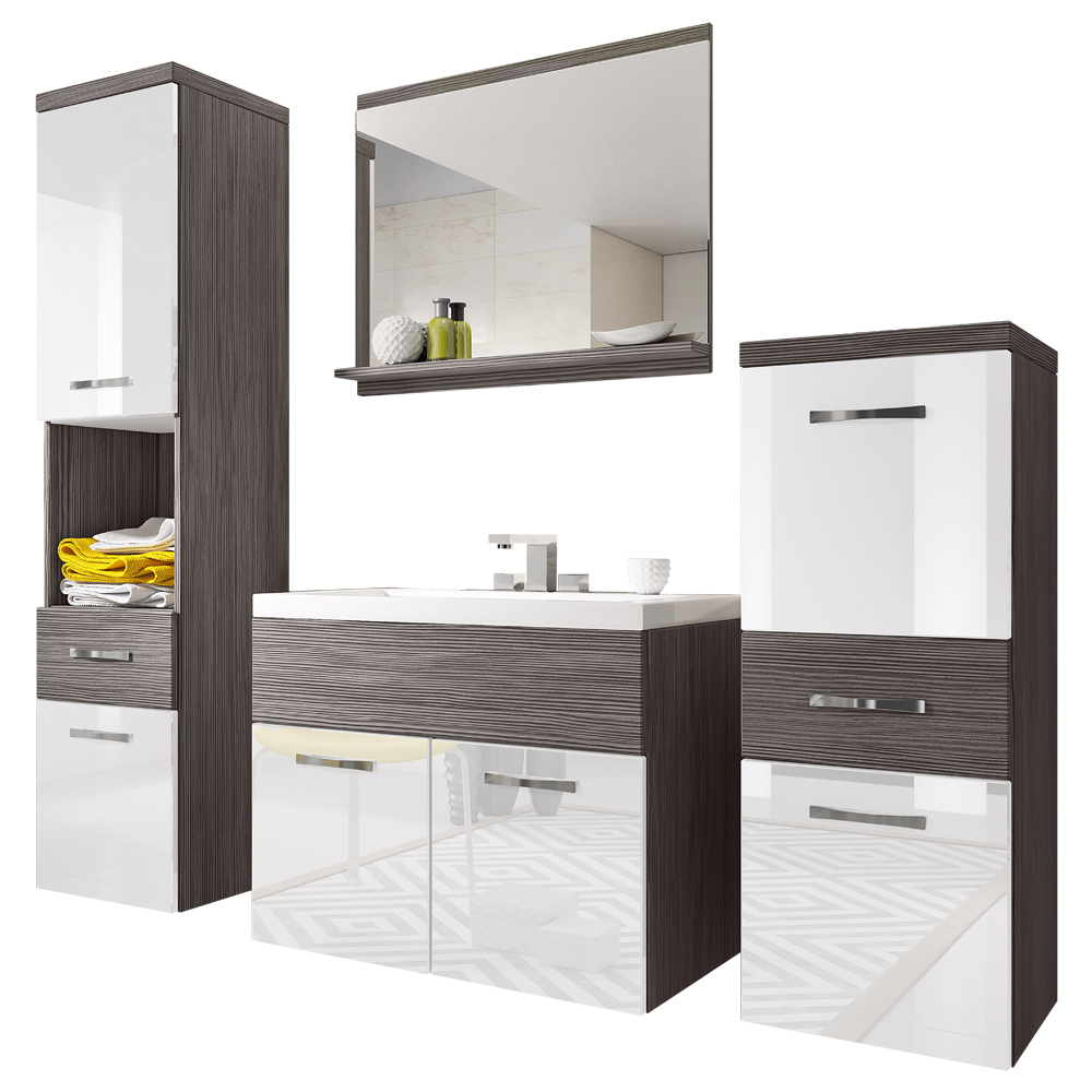 SELSEY Zestaw mebli łazienkowych Kinsonin Bodega / Biały Połysk