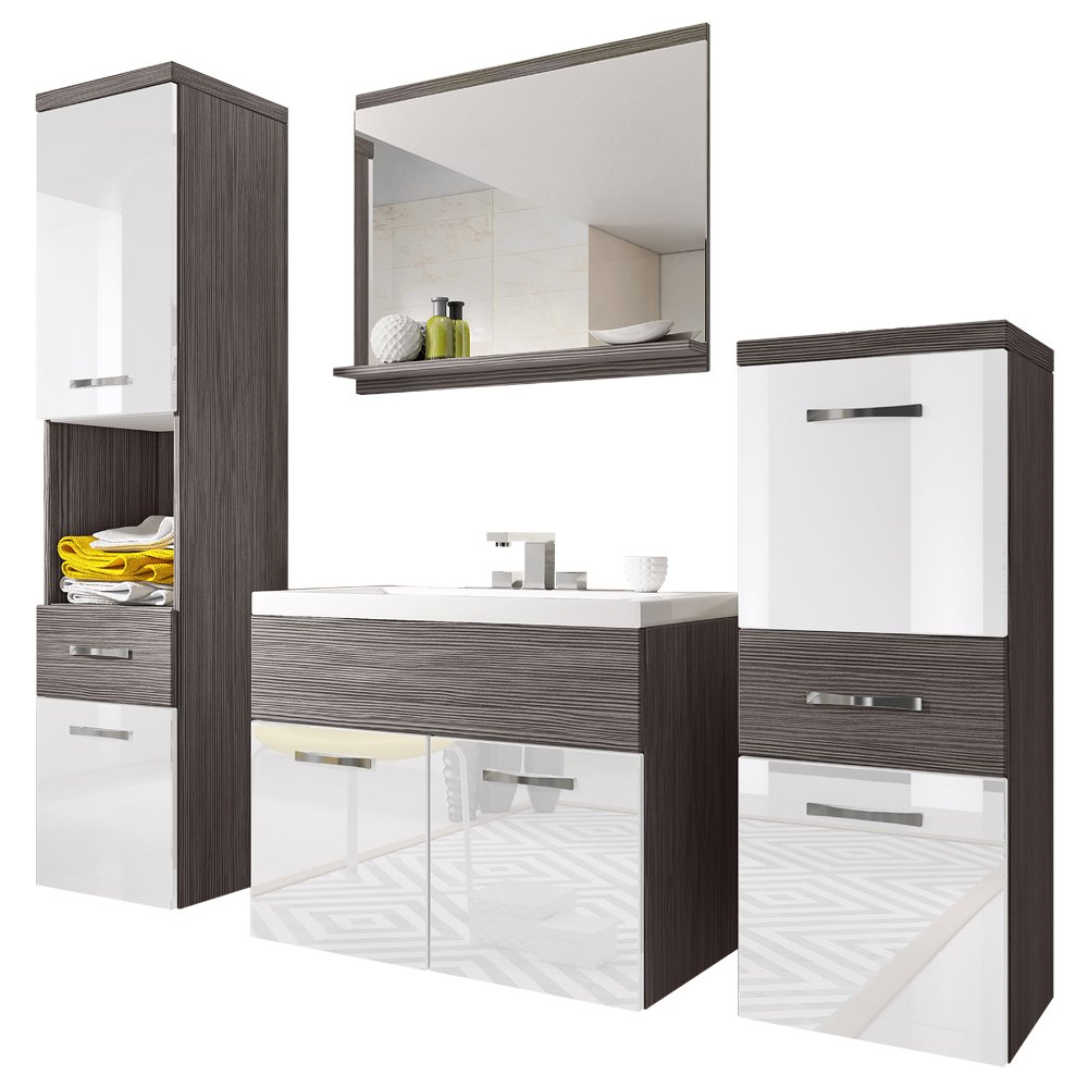 SELSEY Zestaw mebli łazienkowych Kinsonin Bodega / Biały Połysk