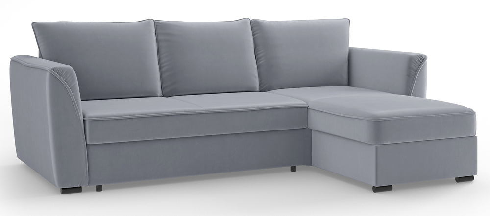 SELSEY Narożnik z funkcją spania Viki L-kształtny prawostronny z pojemnikiem szary welur