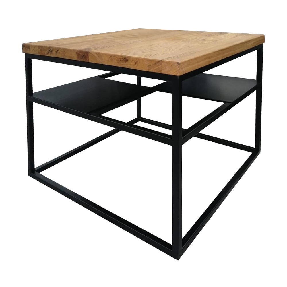 SELSEY Stolik kawowy Borgam z dwoma półkami i grubszym blatem 70x70 cm