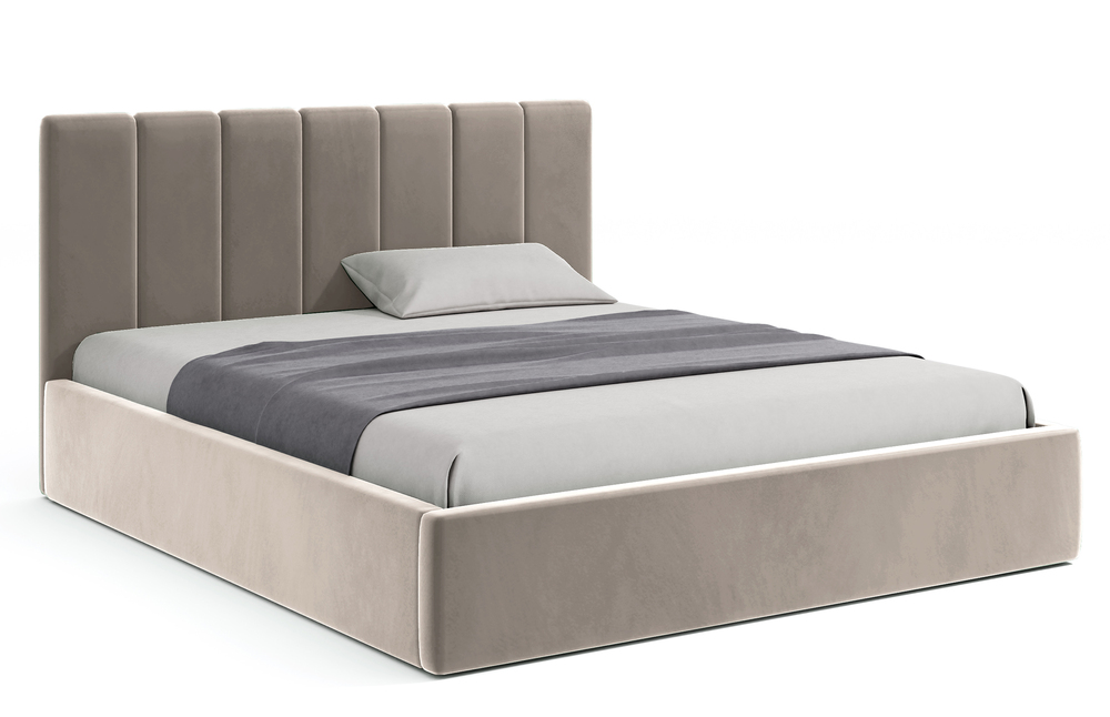 SELSEY Łóżko tapicerowane Isara 180x200 cm z pojemnikiem beżowe welur