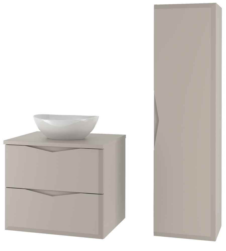 SELSEY Zestaw łazienkowy Delica z umywalką nablatową i słupkiem 95 cm szary beż