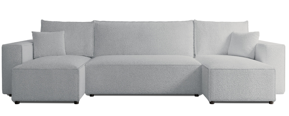 SELSEY Narożnik z funkcją spania Scarlo U-kształtny uniwersalny z pojemnikiem jasnoszary boucle