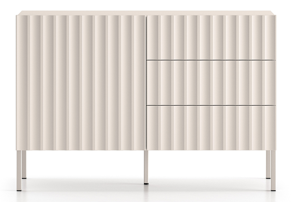 SELSEY Komoda Derriva z szufladami i ryflowanymi frontami 113 cm kaszmir