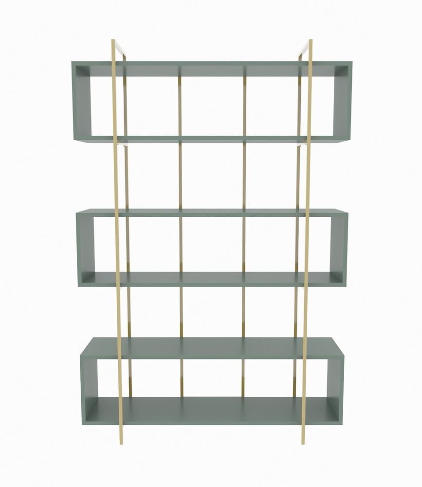 SELSEY Regał otwarty wysoki Nutracte 180 cm zielony/złoty