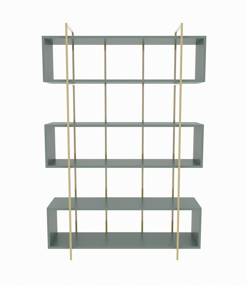 SELSEY Regał otwarty wysoki Nutracte 180 cm zielony/złoty