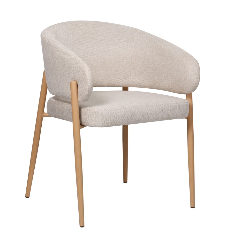 SELSEY Krzesło tapicerowane Resilly beżowa plecionka/ dębowe nóżki