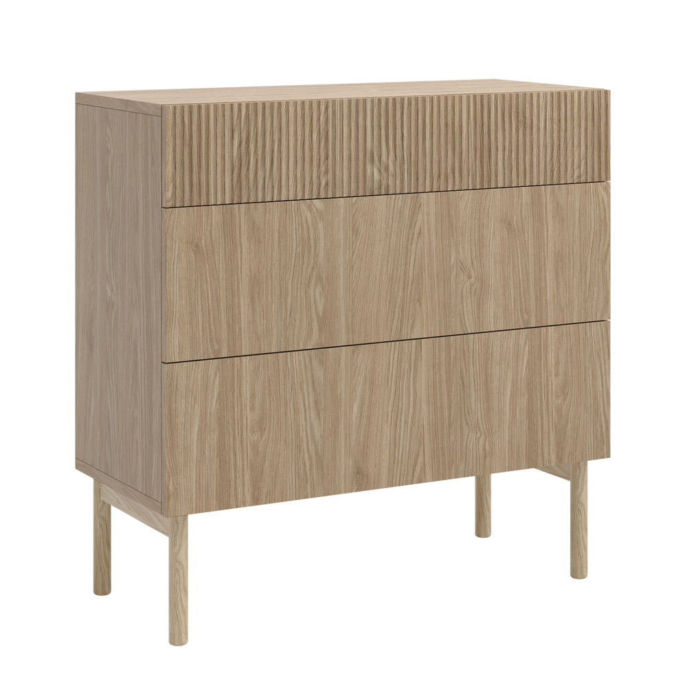 SELSEY Komoda Nolie z trzema szufladami 90 cm Dąb Olejowany