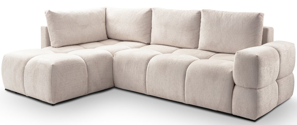 SELSEY Narożnik z funkcją spania Taremi L-kształtny uniwersalny z pojemnikiem jasnobeżowy szenil hydrofobowy