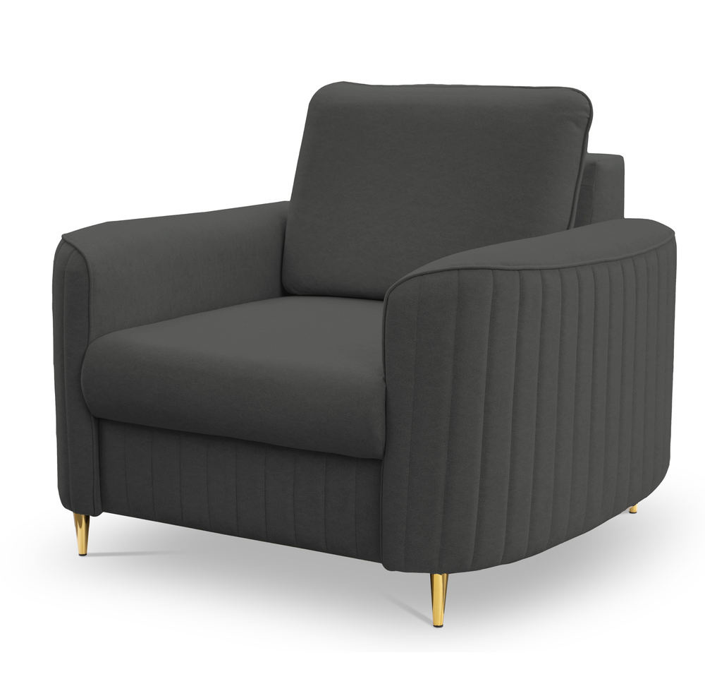 SELSEY Fotel kubełkowy Pantano ciemnoszary velvet łatwoczyszczący