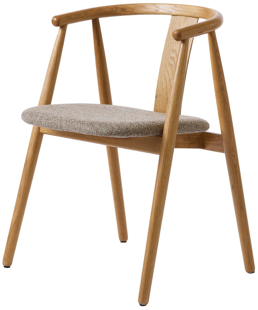 SELSEY Krzesło drewniane Dabasso z tapicerowanym siedziskiem dąb naturalny/szary