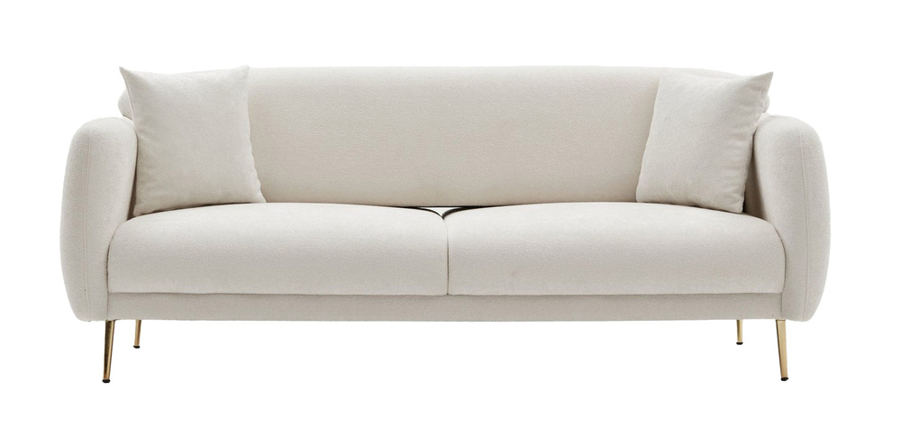 SELSEY Kanapa rozkładana Latill kremowa na złotych nogach