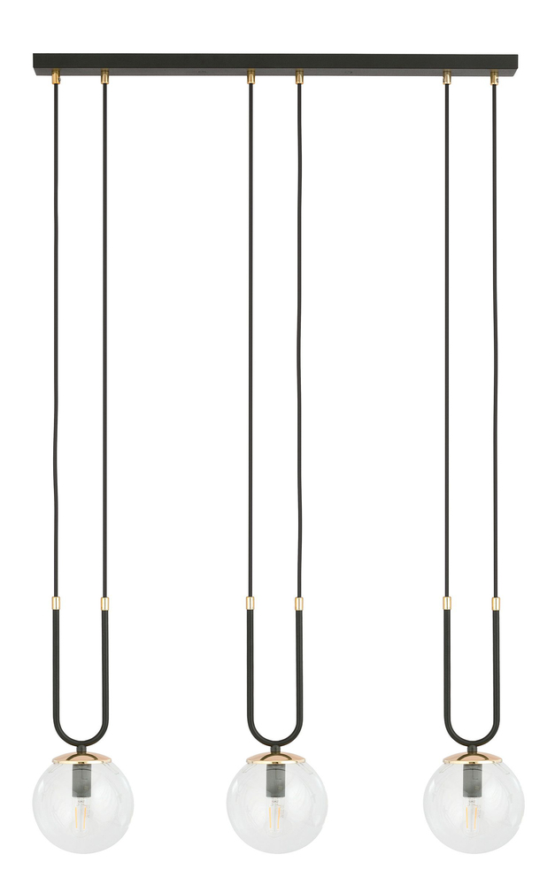 SELSEY Lampa wisząca Greerlan czarno-transparentna x3