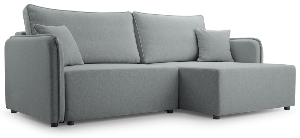 SELSEY Narożnik z funkcją spania Kassian L-kształtny prawostronny z pojemnikiem jasnoszary plecionka