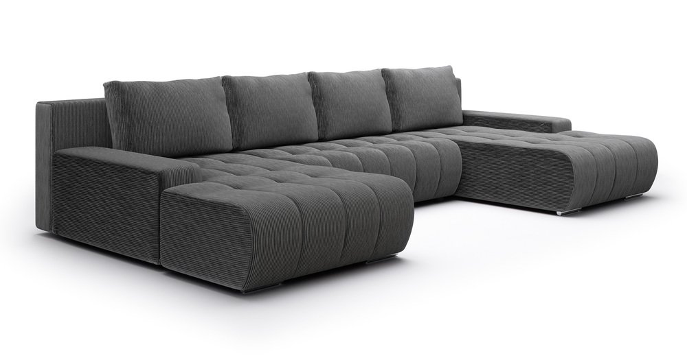 SELSEY Narożnik z funkcją spania Magliano U-kształtny niebieskoszary sztruks