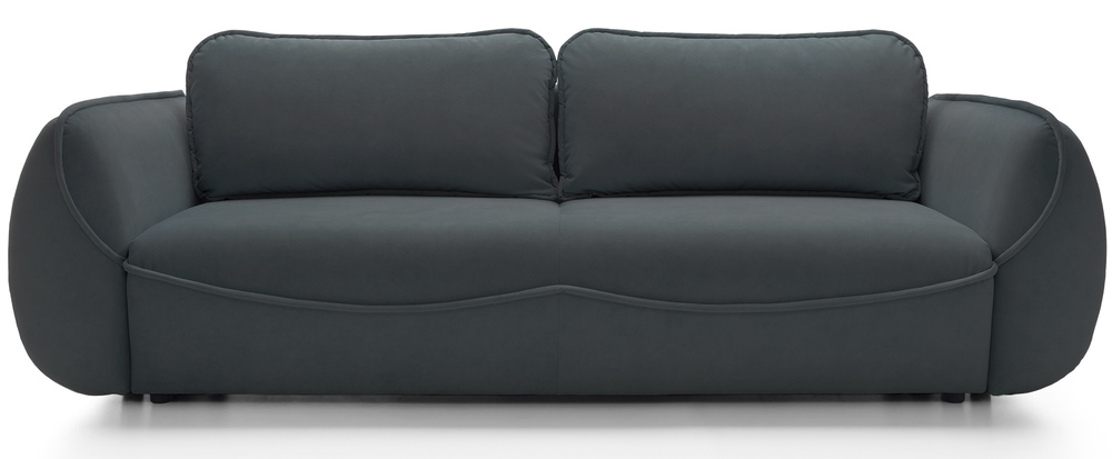 SELSEY Kanapa rozkładana trzyosobowa Cutie z pojemnikiem grafitowa welur łatwoczyszczący