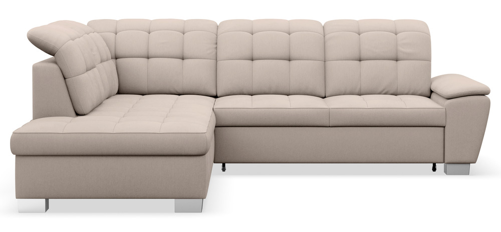 SELSEY Narożnik z funkcją spania Jamaal L-kształtny lewostronny z pojemnikiem beżowy plecionka