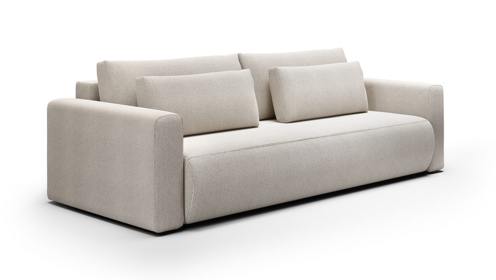 SELSEY Kanapa rozkładana trzyosobowa Ajwar z pojemnikiem jasnoszara szenil hydrofobowy