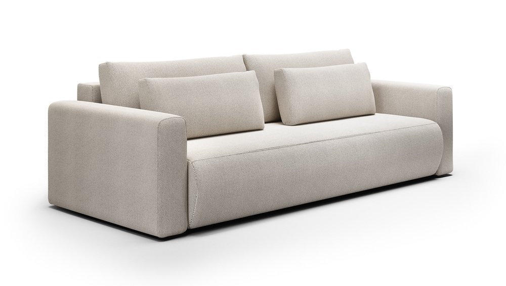 SELSEY Kanapa rozkładana trzyosobowa Ajwar z pojemnikiem jasnoszara szenil hydrofobowy