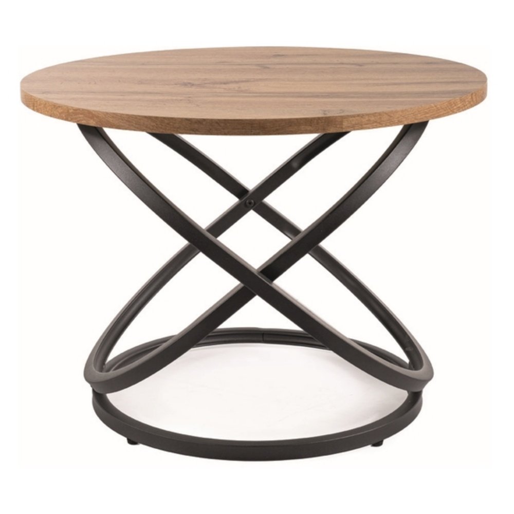 SELSEY Stolik kawowy Liumve średnica 60 cm dąb artisan/ czarny