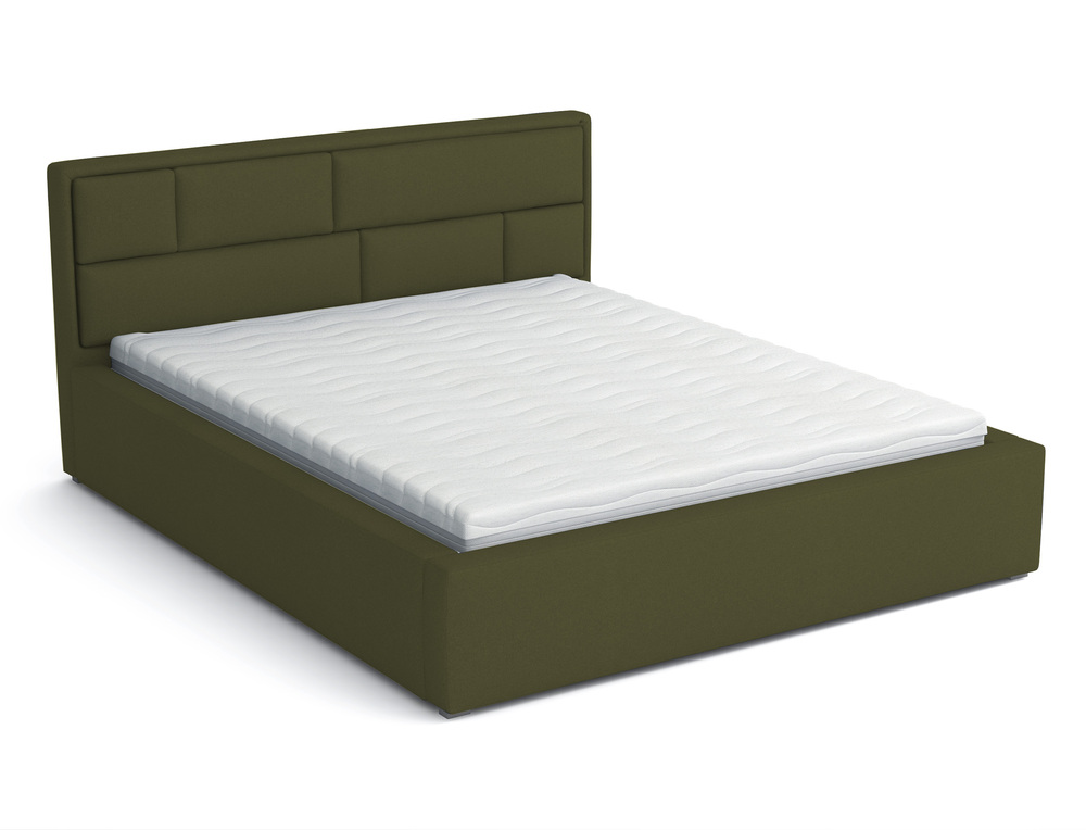 SELSEY Łóżko tapicerowane 180x200 cm Nubero oliwkowe plecionka hydrofobowe