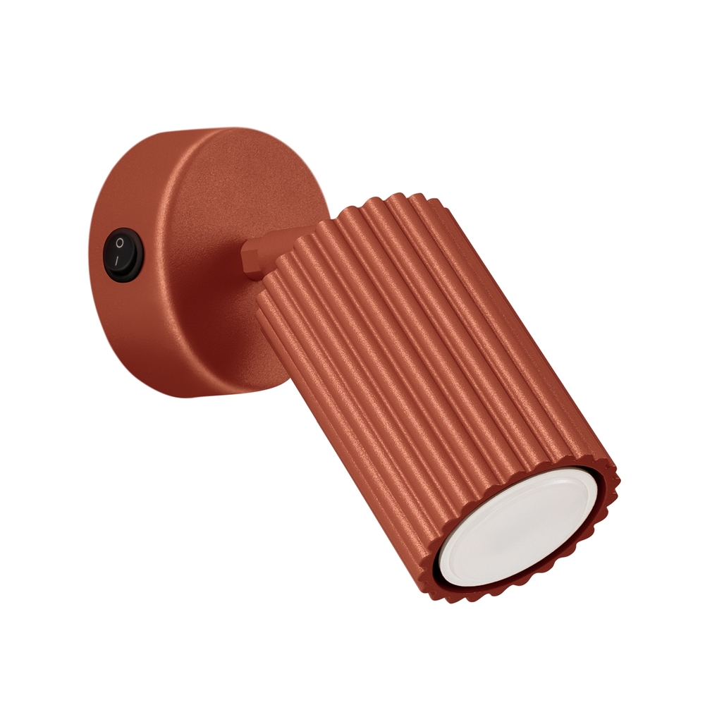 SELSEY Kinkiet Karbon ochra czerwona z włącznikiem