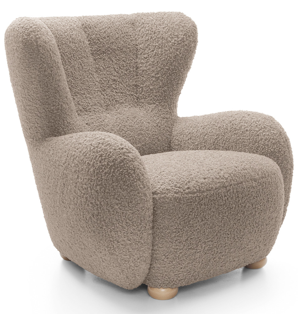 SELSEY Fotel kubełkowy Milele beżowy boucle nogi buk