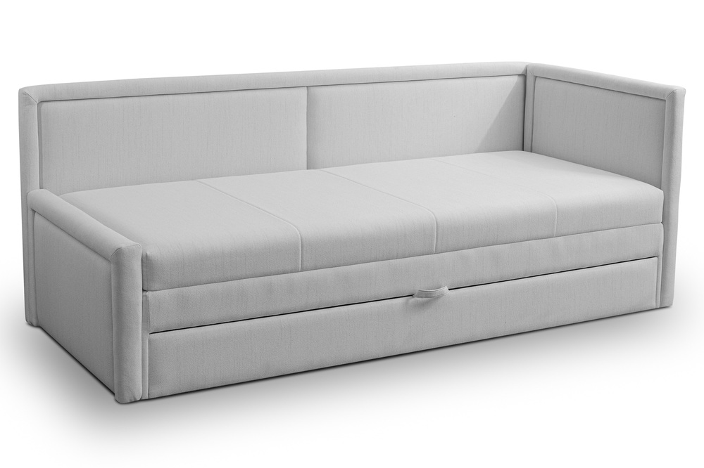 SELSEY Łóżko młodzieżowe Caprili z pojemnikiem jasnoszare plecionka uniwersalne