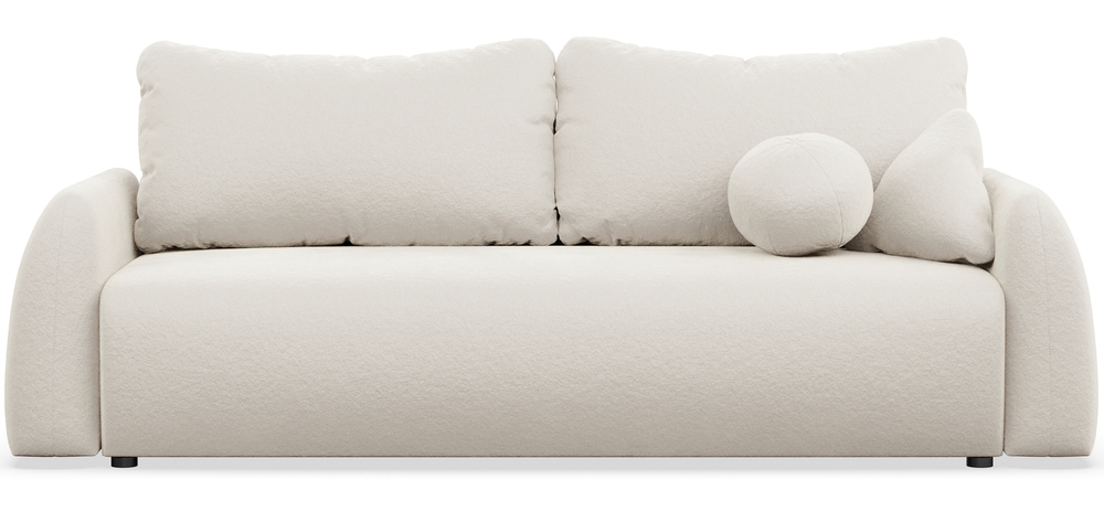 SELSEY Kanapa rozkładana trzyosobowa Nubelle z pojemnikiem kremowa szenil