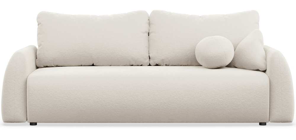 SELSEY Kanapa rozkładana trzyosobowa Nubelle z pojemnikiem kremowa szenil