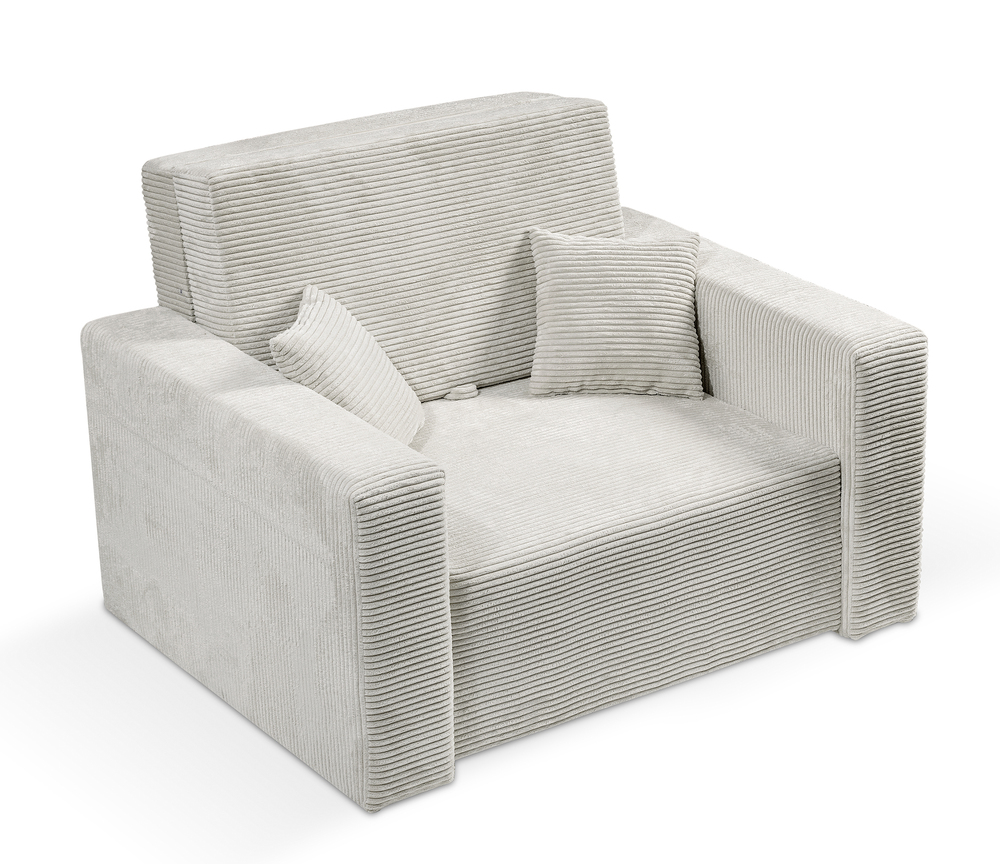 SELSEY Amerykanka jednoosobowa Peroso szarobeżowa z pojemnikiem sztruks