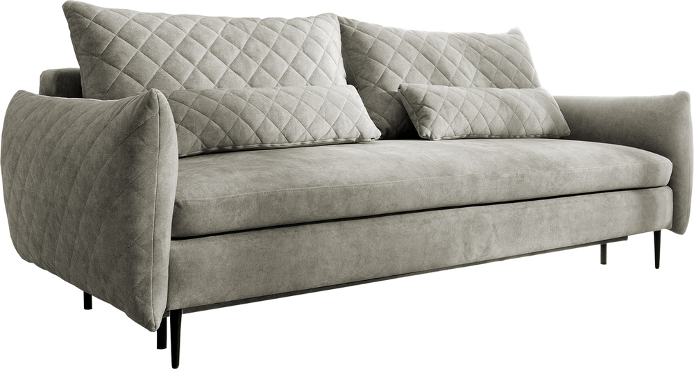 SELSEY Kanapa rozkładana Pikada z funkcią spania i z pojemnikiem na pościel kremowa welur