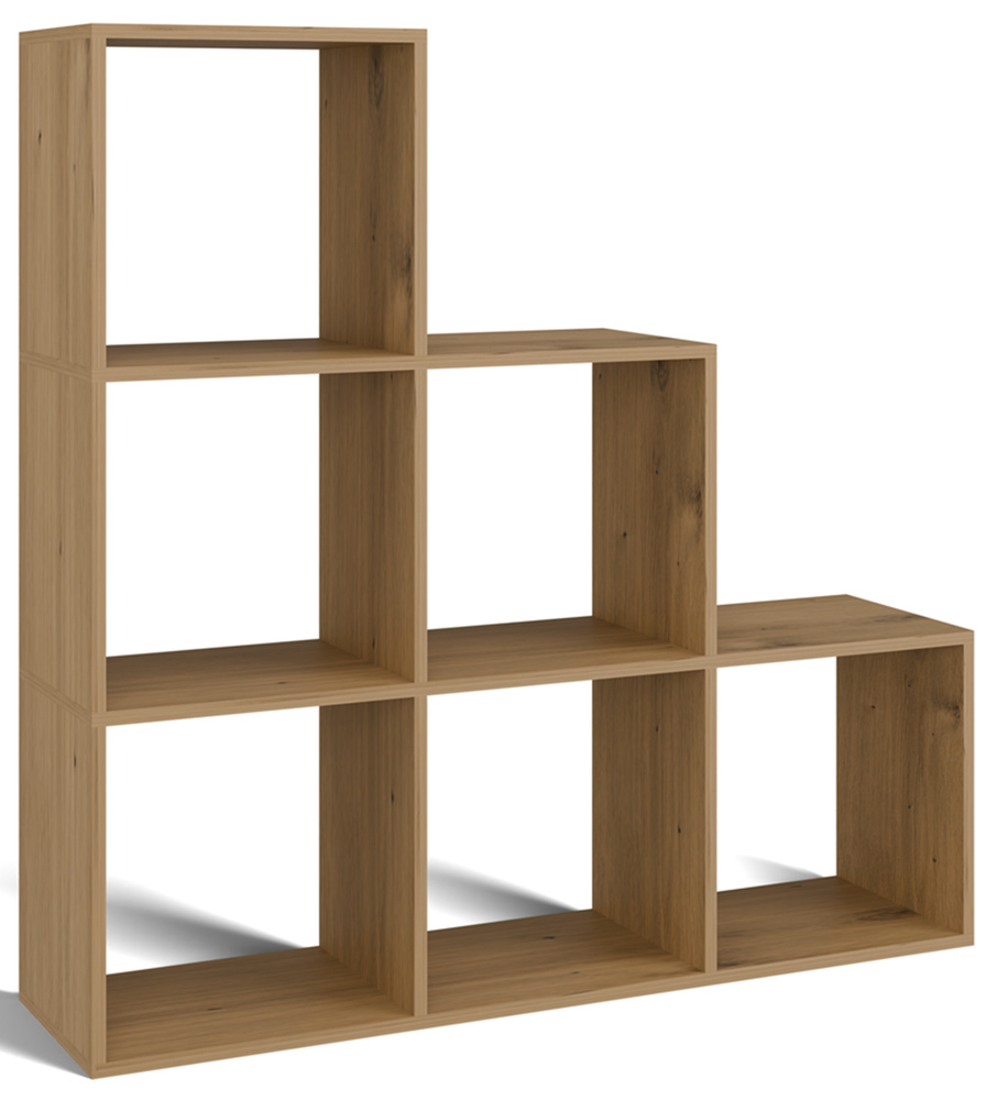 SELSEY Regał schodkowy Stepi z sześcioma półkami 115 cm dąb artisan