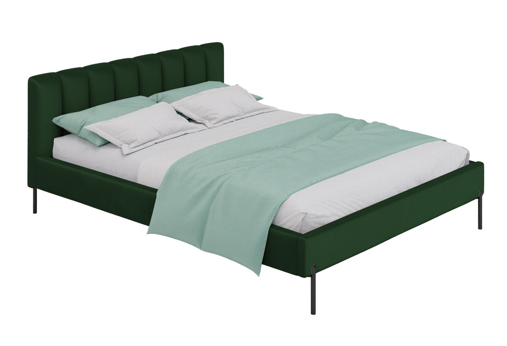 SELSEY Łóżko tapicerowane 180x200 cm Milanno ciemnozielone welur