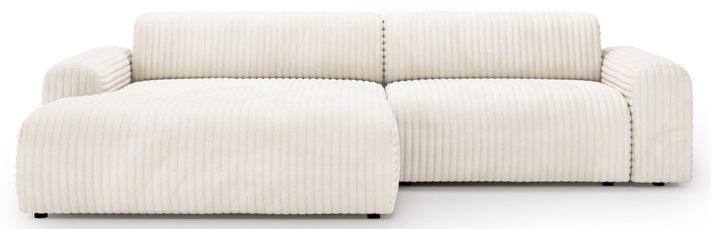 SELSEY Narożnik Bervel L-kształtny kremowy pluszowy sztruks lewostronny